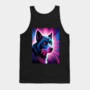 blue dog with pink light Tank Top